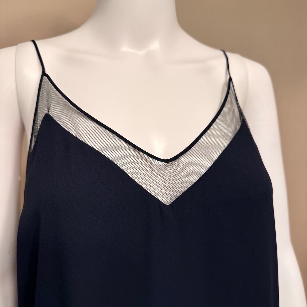 Babaton Aritzia Navy Blue Mesh V-Neck Slip Dress Women's Size Small Coquette - Picture 3 of 11